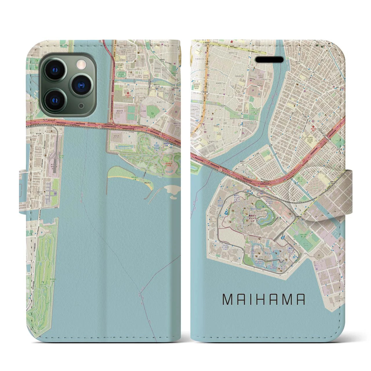 【舞浜(千葉県)】地図柄iPhoneケース(手帳タイプ)ナチュラル・iPhone 11 Pro 用