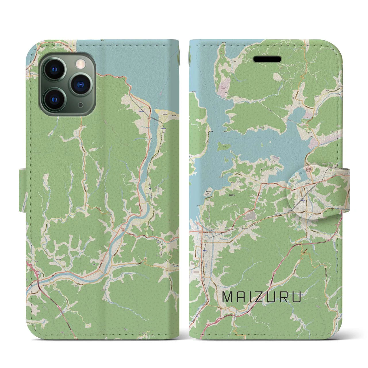 【舞鶴(京都府)】地図柄iPhoneケース(手帳タイプ)ナチュラル・iPhone 11 Pro 用