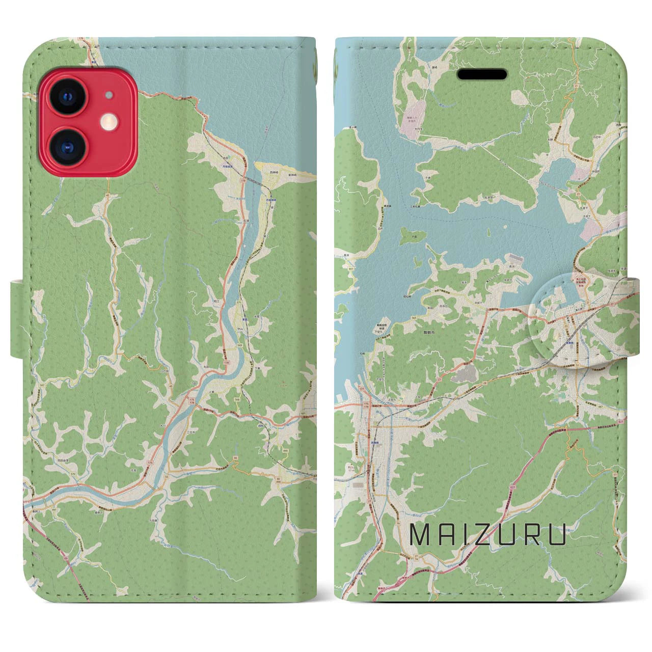 【舞鶴(京都府)】地図柄iPhoneケース(手帳タイプ)ナチュラル・iPhone 11 用