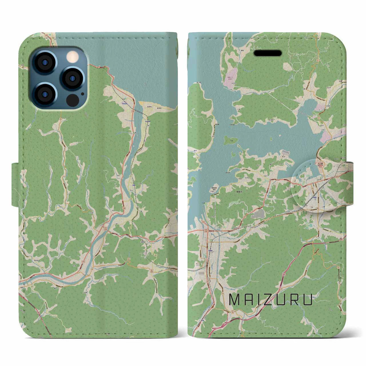 【舞鶴(京都府)】地図柄iPhoneケース(手帳タイプ)ナチュラル・iPhone 12 / 12 Pro 用