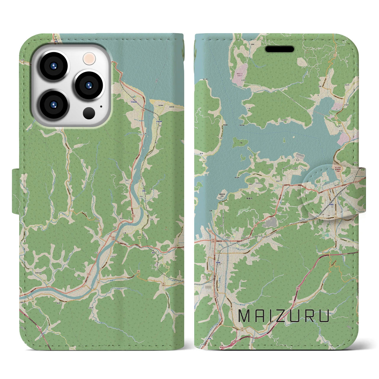 【舞鶴(京都府)】地図柄iPhoneケース(手帳タイプ)ナチュラル・iPhone 13 Pro 用