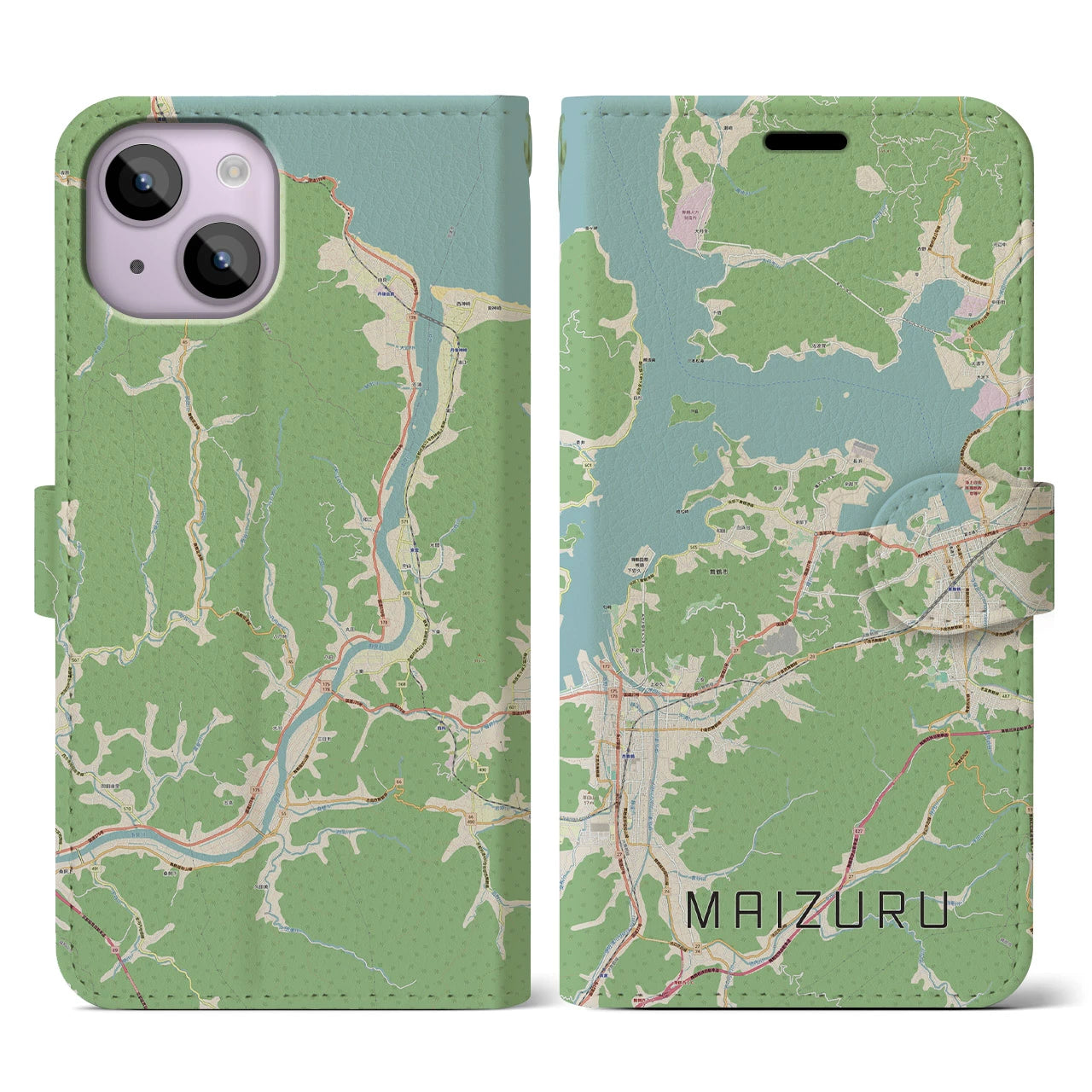 【舞鶴(京都府)】地図柄iPhoneケース(手帳タイプ)ナチュラル・iPhone 14 用