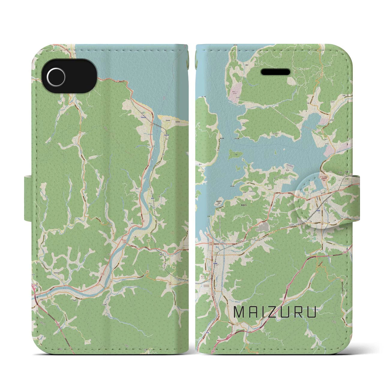 【舞鶴(京都府)】地図柄iPhoneケース(手帳タイプ)ナチュラル・iPhone SE(第3 / 第2世代) / 8 / 7 / 6s / 6 用