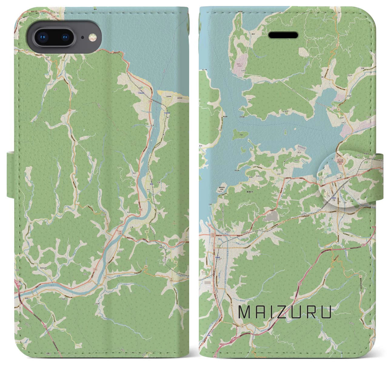 【舞鶴(京都府)】地図柄iPhoneケース(手帳タイプ)ナチュラル・iPhone 8Plus /7Plus / 6sPlus / 6Plus 用
