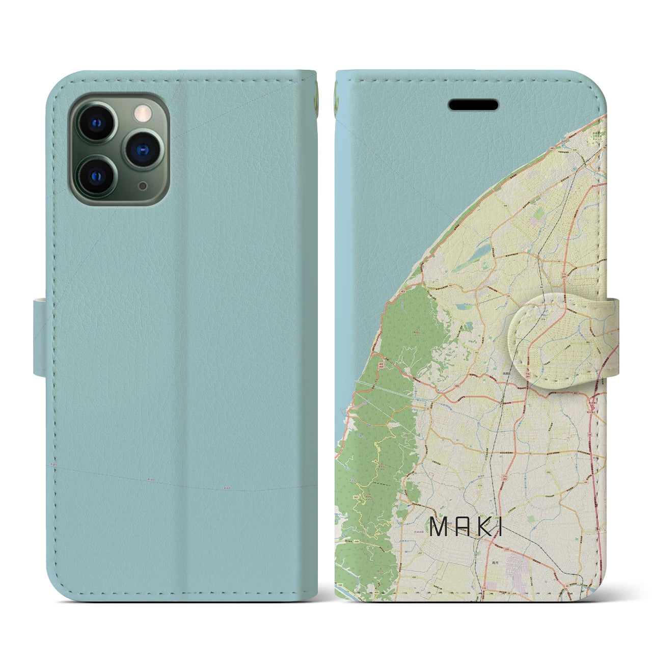 【巻(新潟県)】地図柄iPhoneケース(手帳タイプ)ナチュラル・iPhone 11 Pro 用