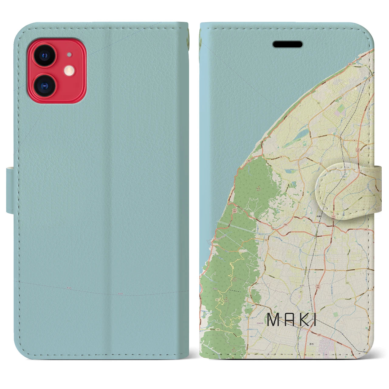 【巻(新潟県)】地図柄iPhoneケース(手帳タイプ)ナチュラル・iPhone 11 用