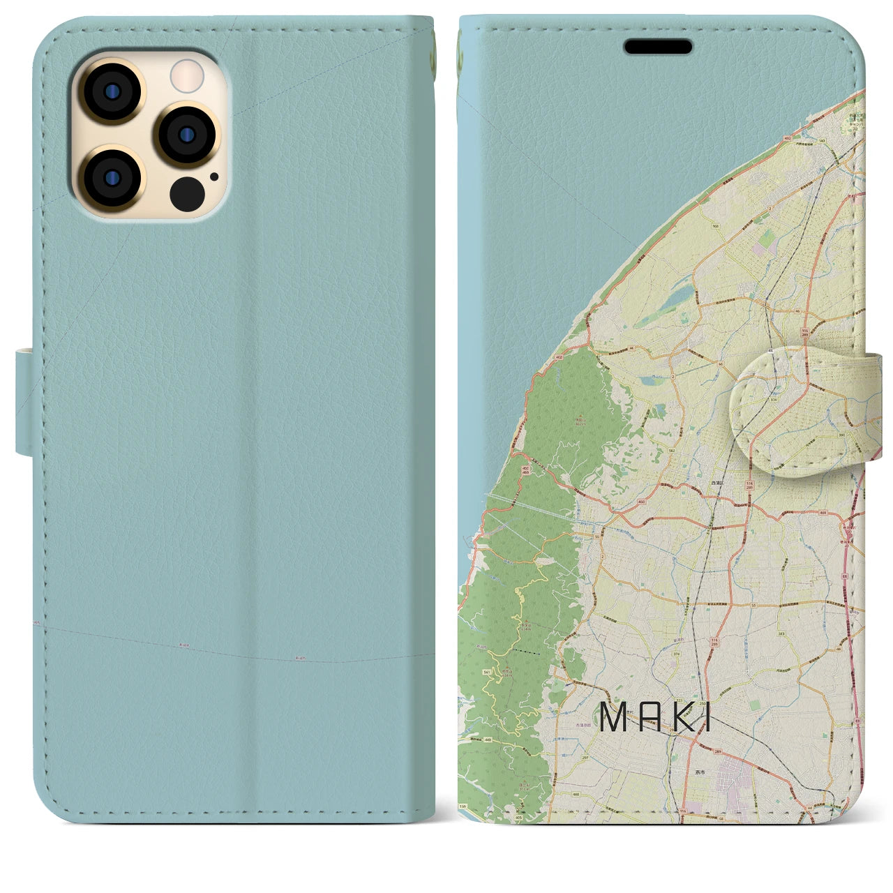 【巻(新潟県)】地図柄iPhoneケース(手帳タイプ)ナチュラル・iPhone 12 Pro Max 用