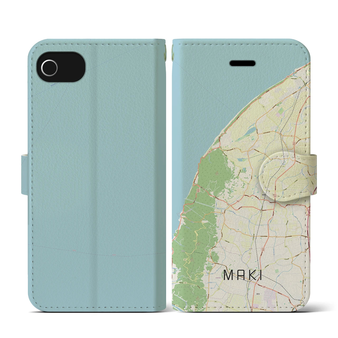 【巻(新潟県)】地図柄iPhoneケース(手帳タイプ)ナチュラル・iPhone SE(第3 / 第2世代) / 8 / 7 / 6s / 6 用