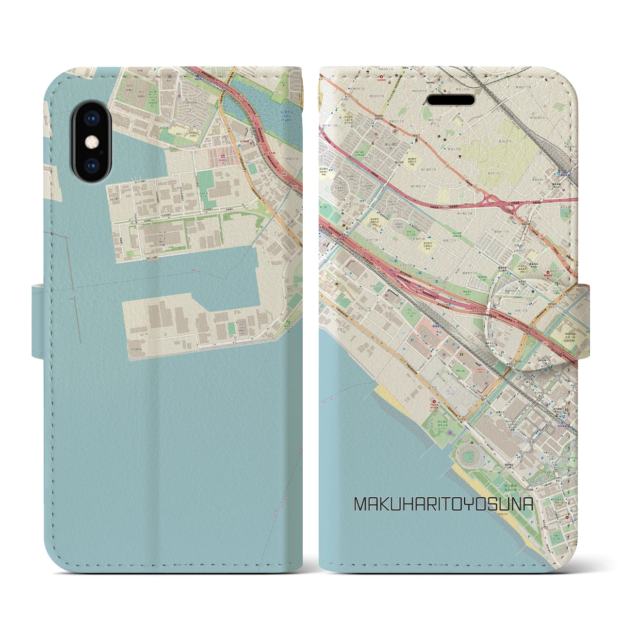 【幕張豊砂(千葉県)】地図柄iPhoneケース(手帳タイプ)ナチュラル・iPhone XS / X 用