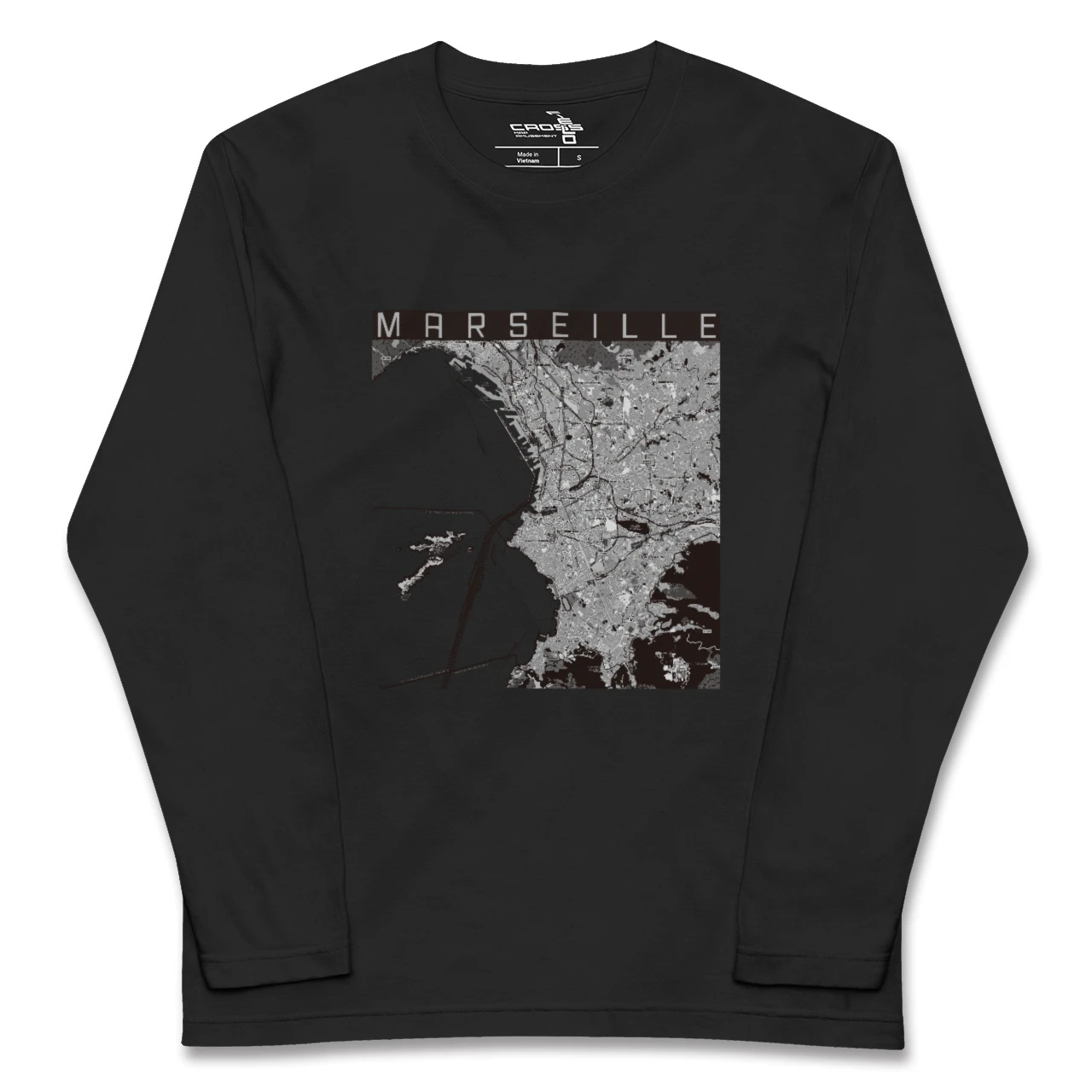 【マルセイユ(フランス)】地図柄ロングスリーブTシャツ