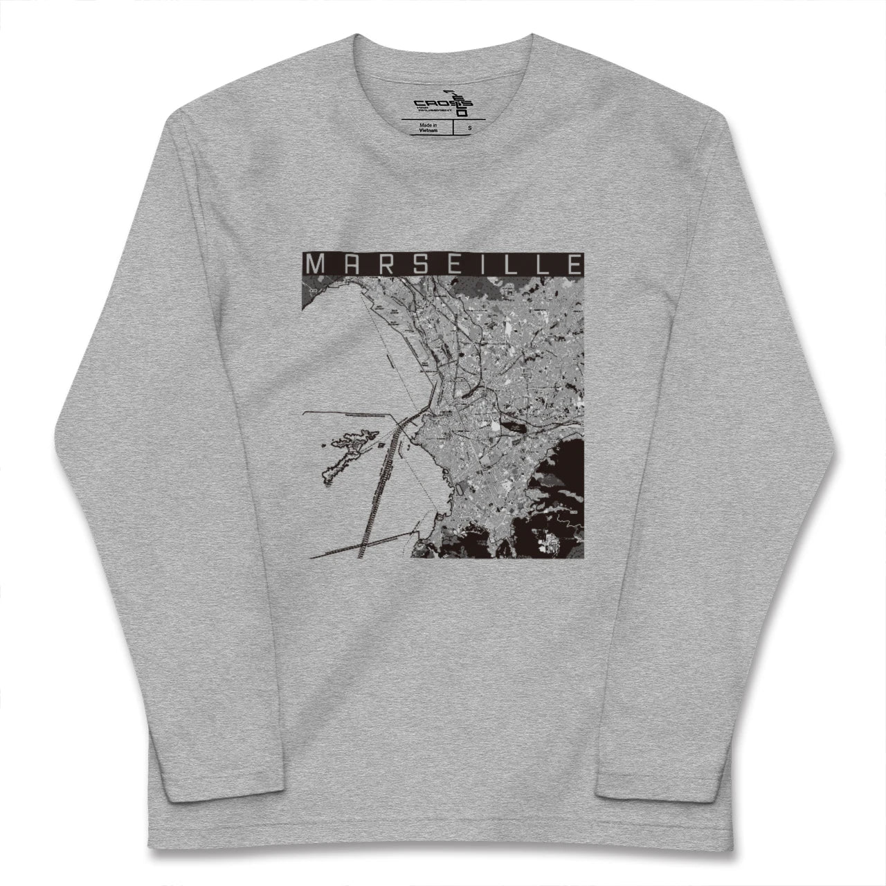 【マルセイユ(フランス)】地図柄ロングスリーブTシャツ