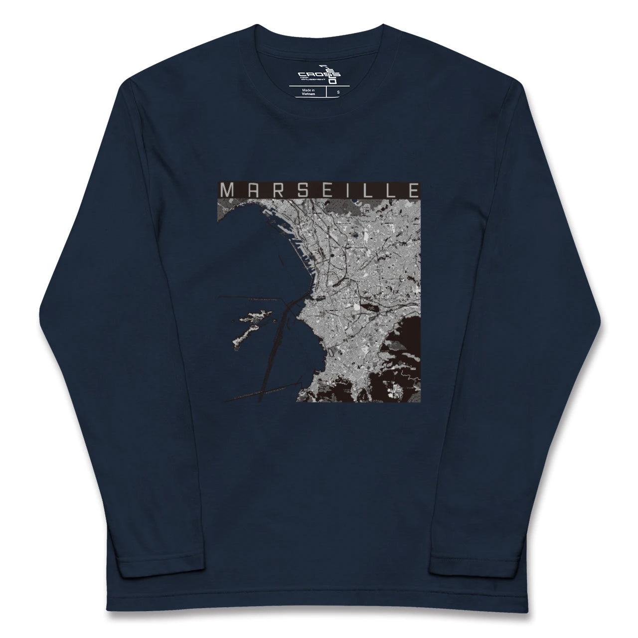 【マルセイユ(フランス)】地図柄ロングスリーブTシャツ
