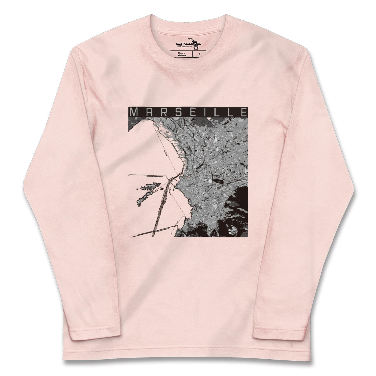 【マルセイユ(フランス)】地図柄ロングスリーブTシャツ