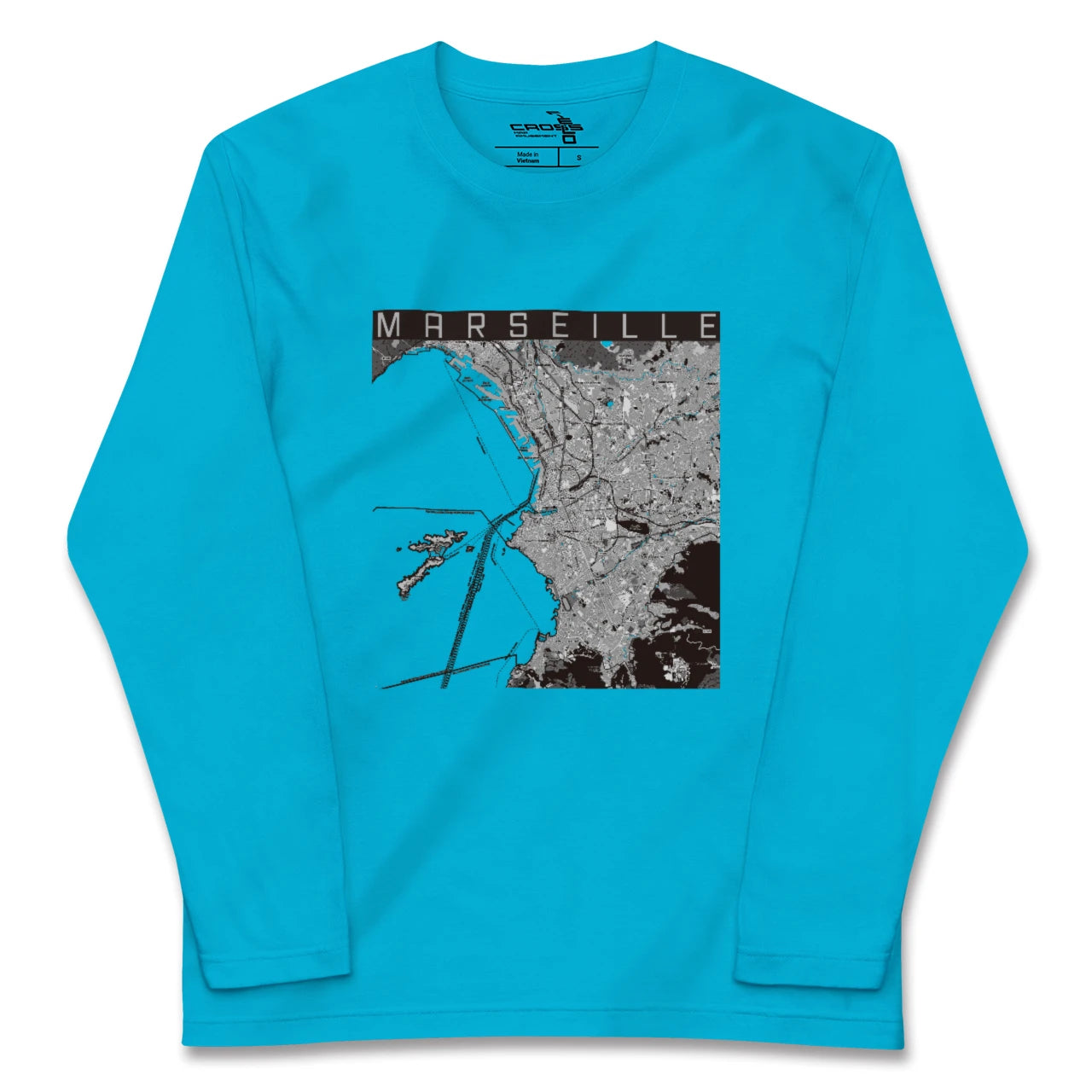 【マルセイユ(フランス)】地図柄ロングスリーブTシャツ