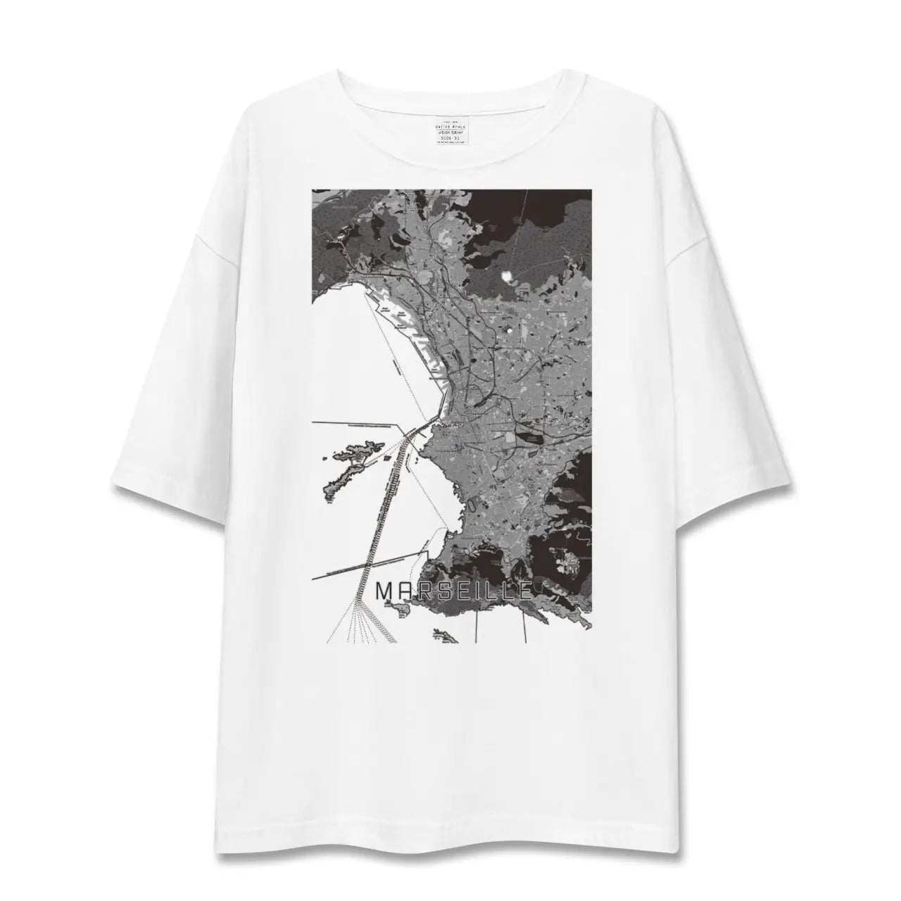【マルセイユ(フランス)】地図柄ビッグシルエットTシャツ