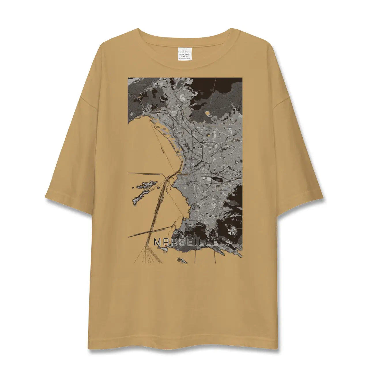 【マルセイユ(フランス)】地図柄ビッグシルエットTシャツ