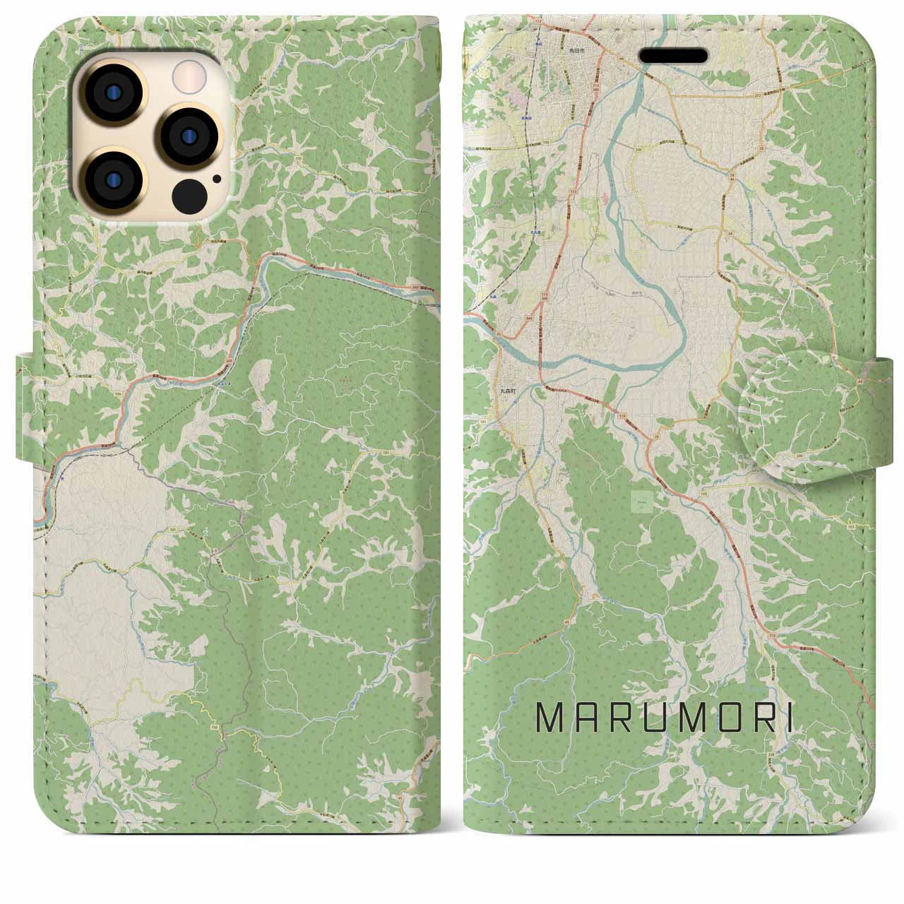 【丸森(宮城県)】地図柄iPhoneケース(手帳タイプ)ナチュラル・iPhone 12 Pro Max 用