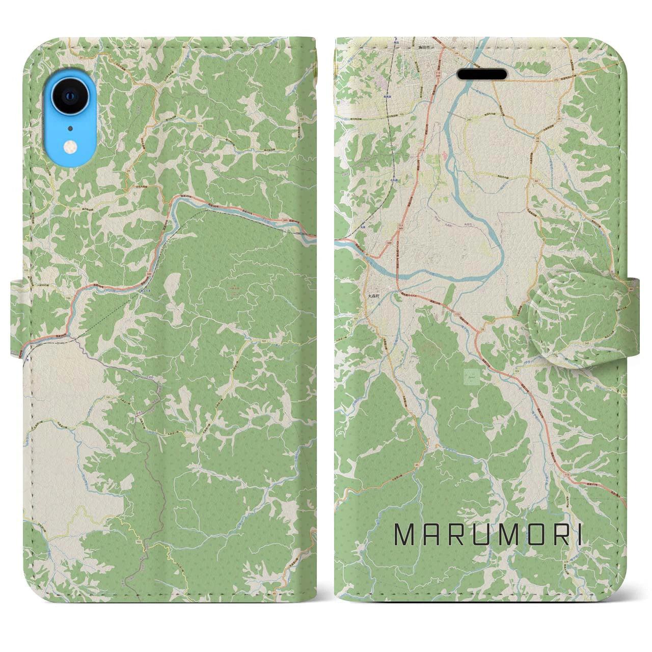 【丸森(宮城県)】地図柄iPhoneケース(手帳タイプ)ナチュラル・iPhone XR 用