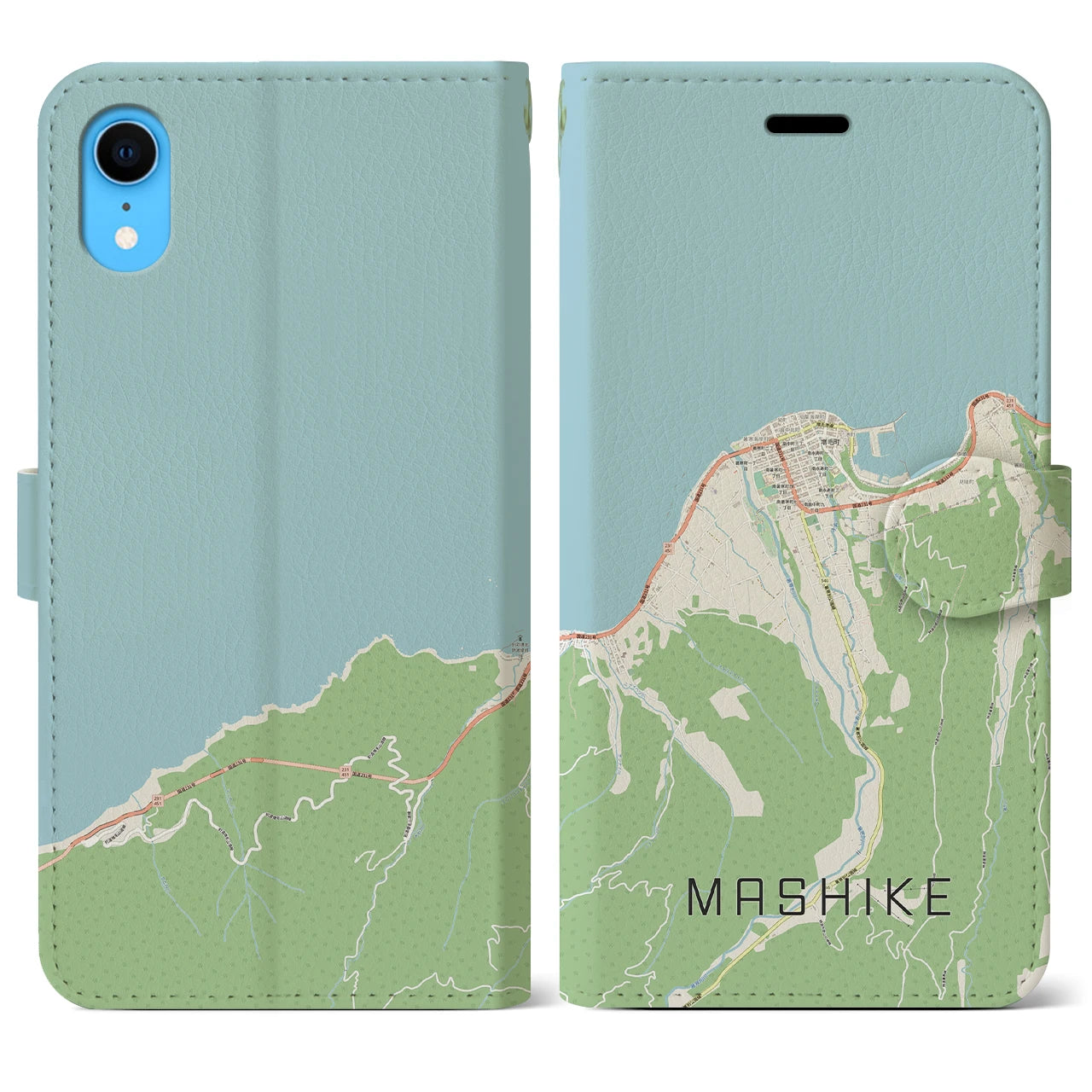 【増毛(北海道)】地図柄iPhoneケース(手帳タイプ)ナチュラル・iPhone XR 用