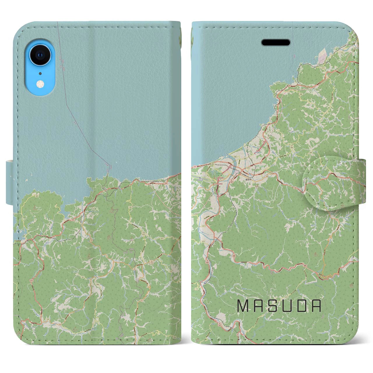 【益田(島根県)】地図柄iPhoneケース(手帳タイプ)ナチュラル・iPhone XR 用