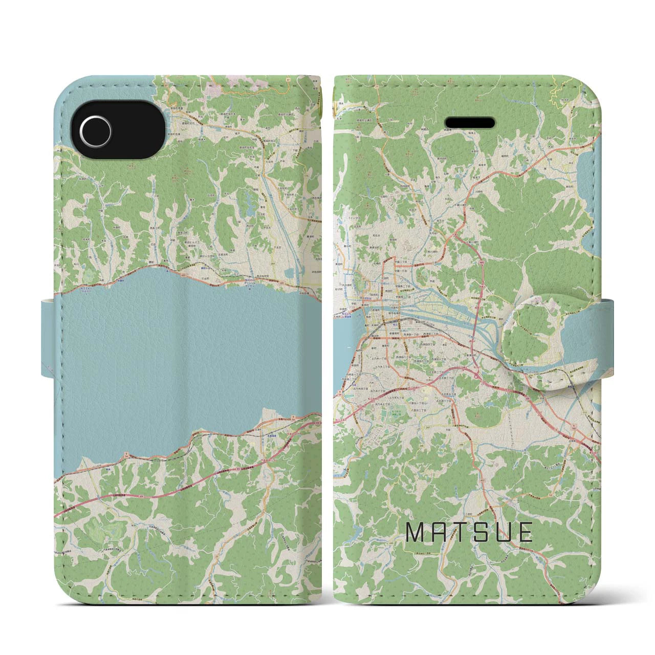 【松江(島根県)】地図柄iPhoneケース(手帳タイプ)ナチュラル・iPhone SE(第3 / 第2世代) / 8 / 7 / 6s / 6 用