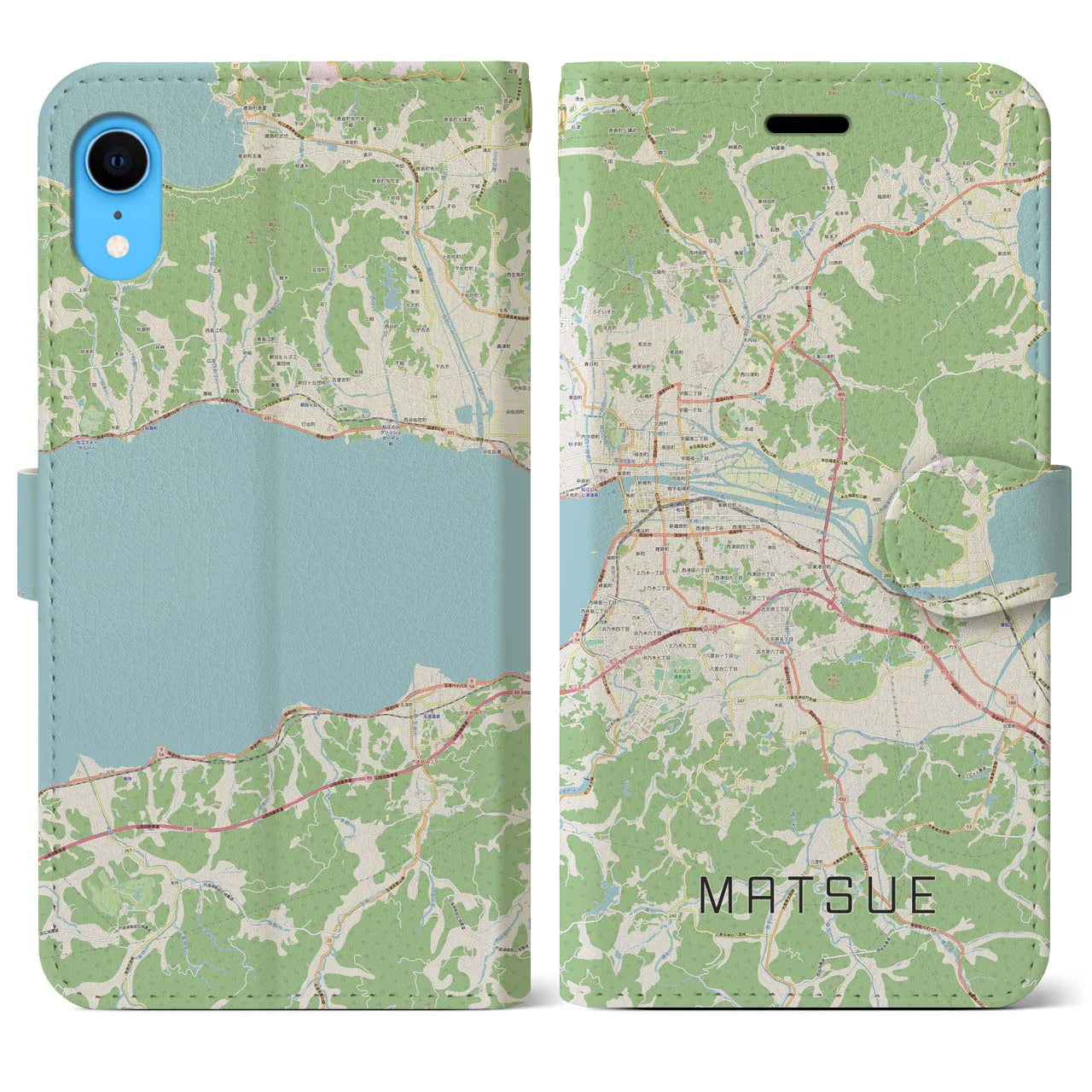 【松江(島根県)】地図柄iPhoneケース(手帳タイプ)ナチュラル・iPhone XR 用