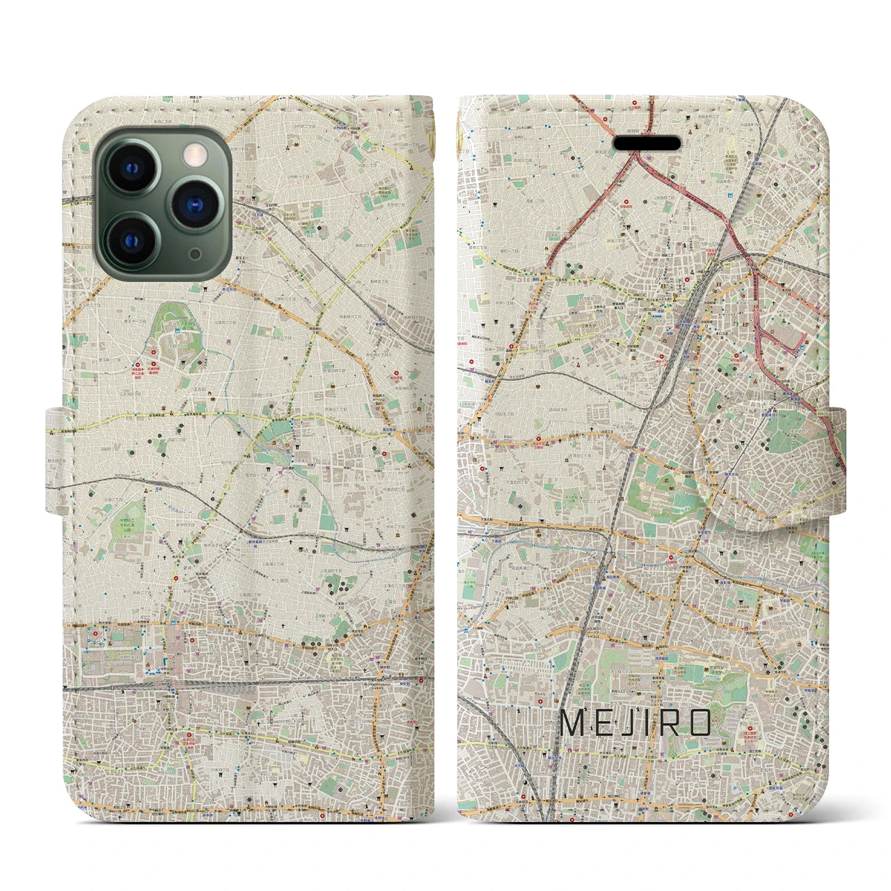 【目白(東京都)】地図柄iPhoneケース(手帳タイプ)ナチュラル・iPhone 11 Pro 用