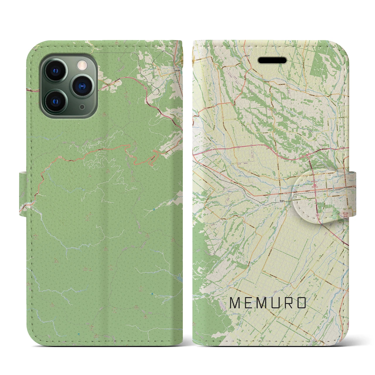 【芽室(北海道)】地図柄iPhoneケース(手帳タイプ)ナチュラル・iPhone 11 Pro 用