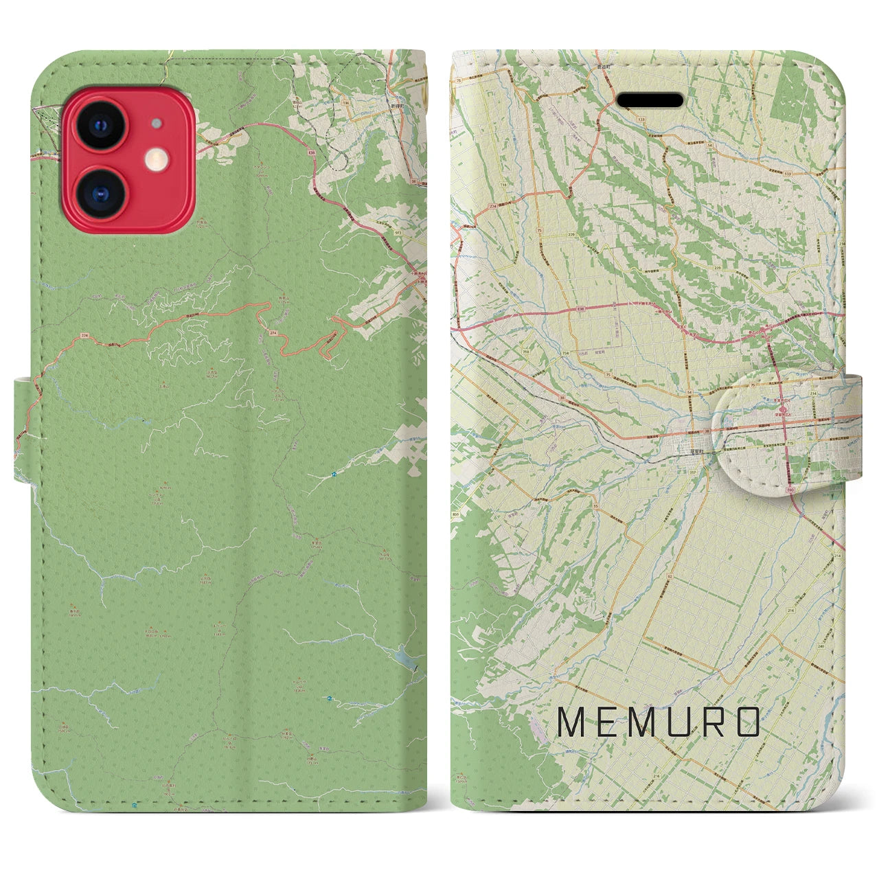 【芽室(北海道)】地図柄iPhoneケース(手帳タイプ)ナチュラル・iPhone 11 用