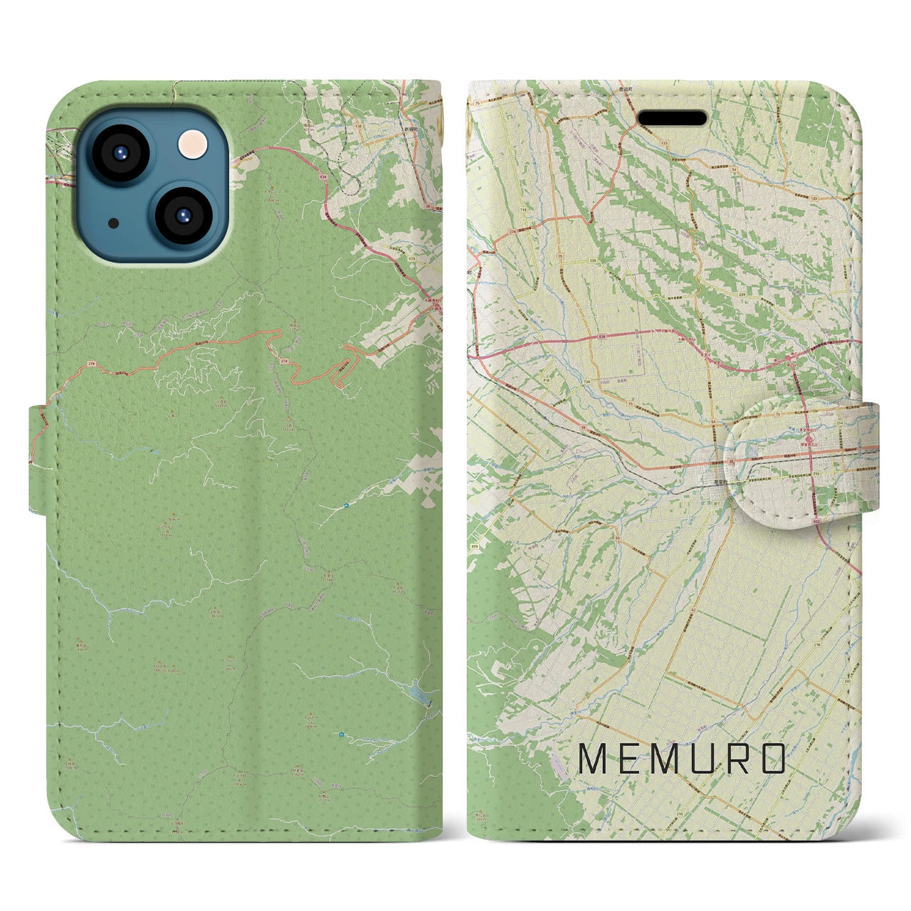 【芽室(北海道)】地図柄iPhoneケース(手帳タイプ)ナチュラル・iPhone 13 用