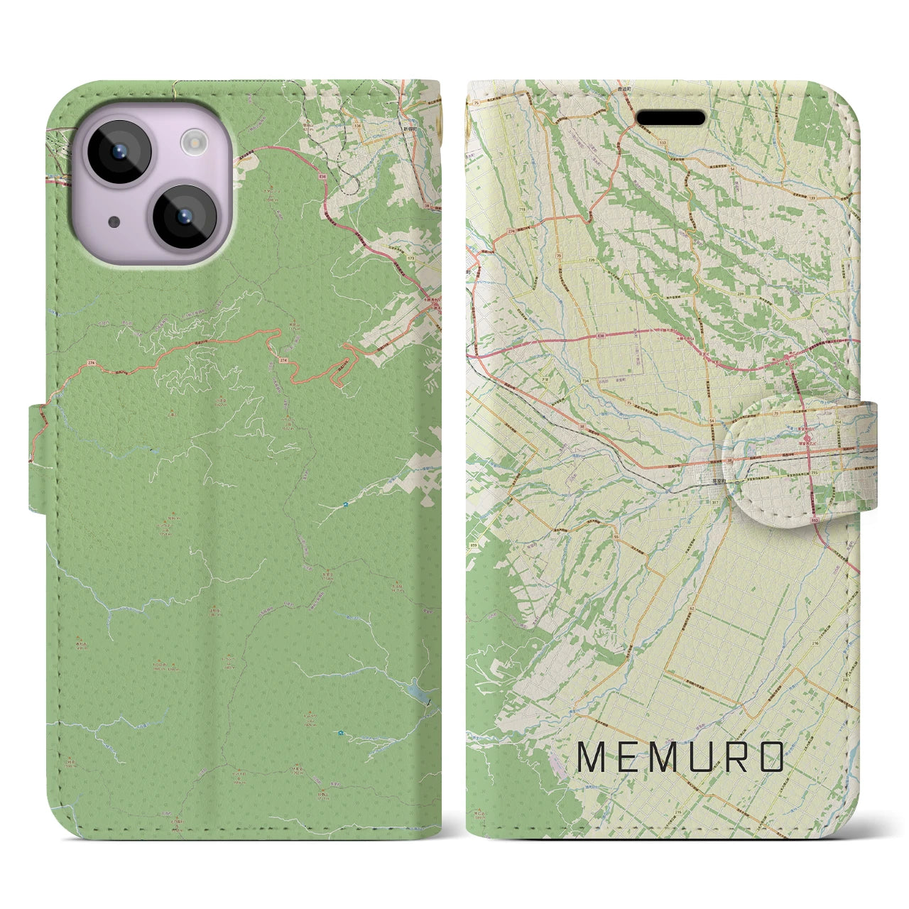【芽室(北海道)】地図柄iPhoneケース(手帳タイプ)ナチュラル・iPhone 14 用