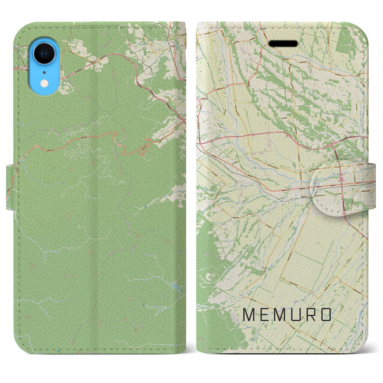 【芽室(北海道)】地図柄iPhoneケース(手帳タイプ)ナチュラル・iPhone XR 用
