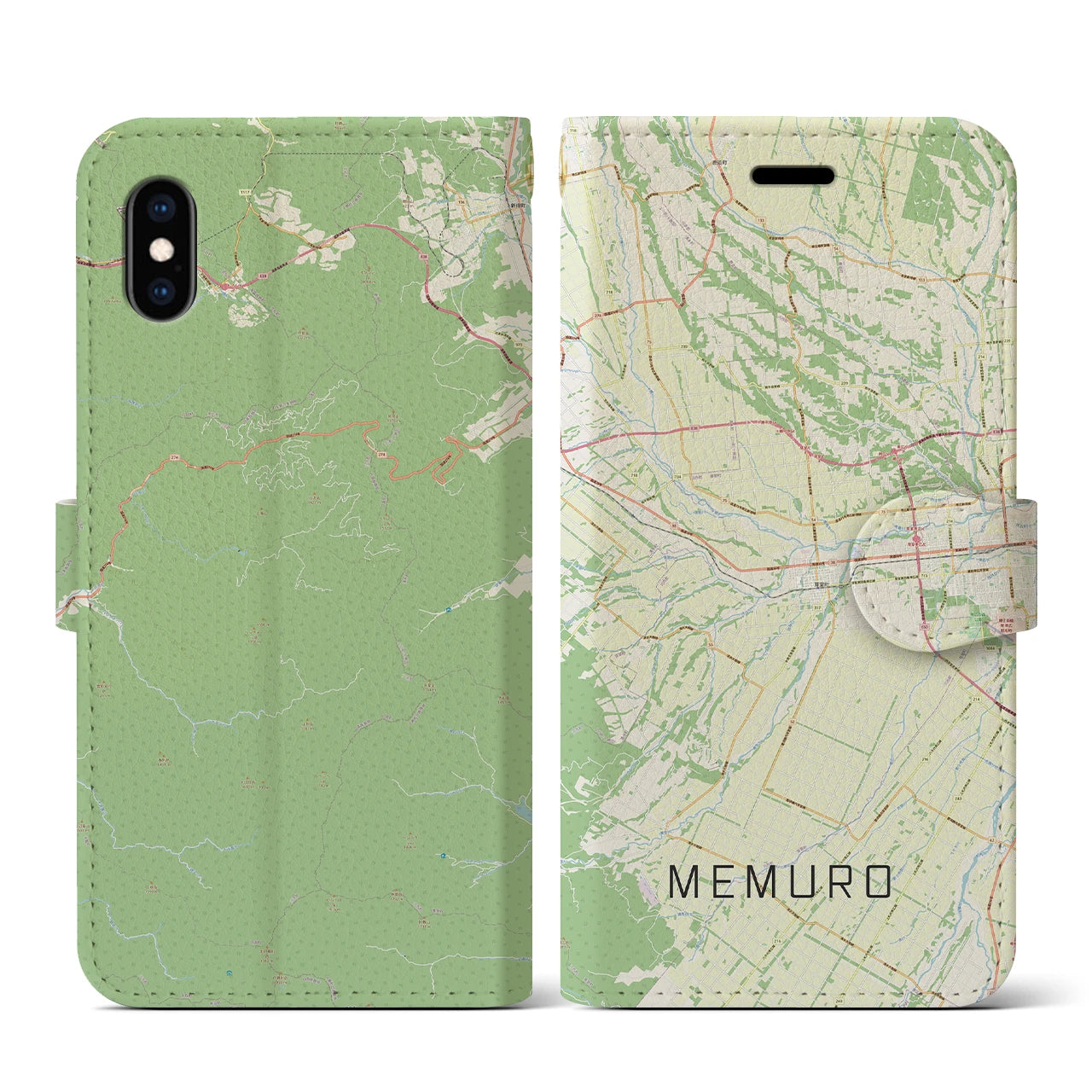 【芽室(北海道)】地図柄iPhoneケース(手帳タイプ)ナチュラル・iPhone XS / X 用