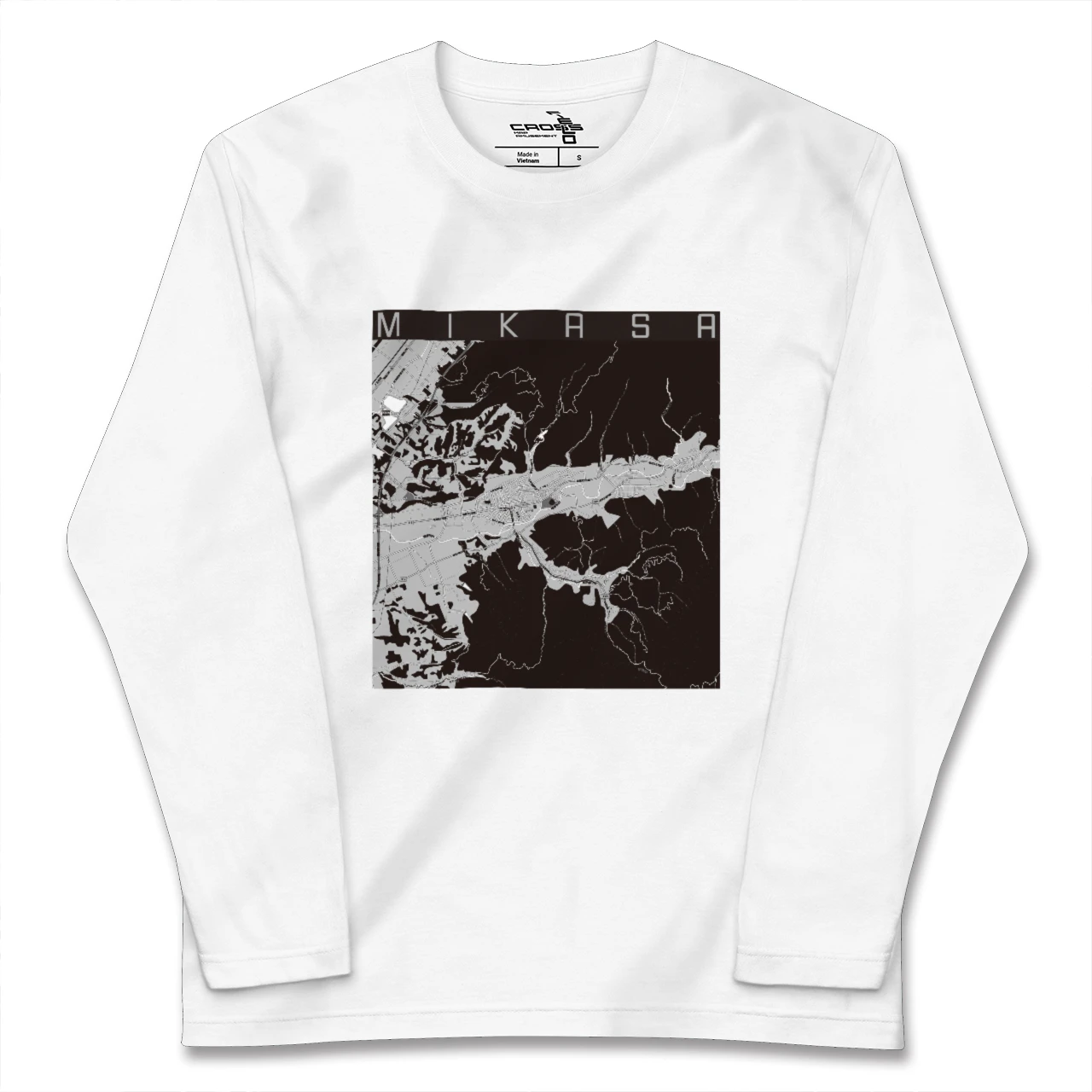 【三笠(北海道)】地図柄ロングスリーブTシャツ