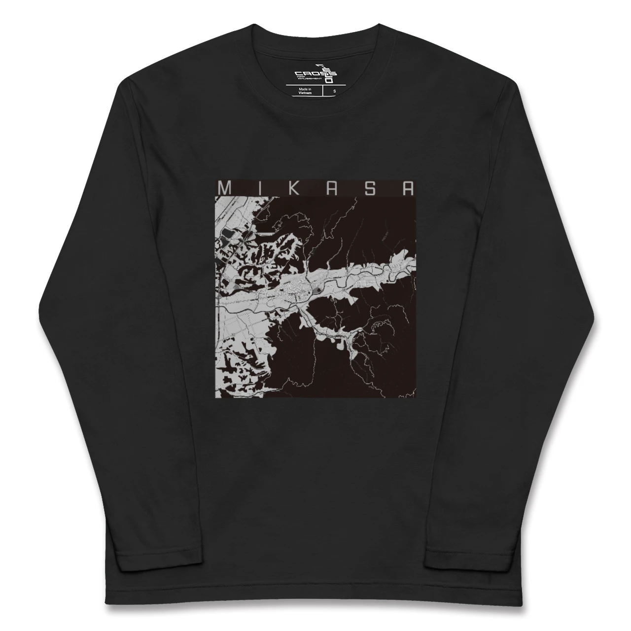 【三笠(北海道)】地図柄ロングスリーブTシャツ