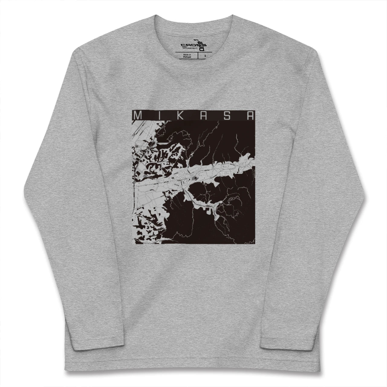 【三笠(北海道)】地図柄ロングスリーブTシャツ