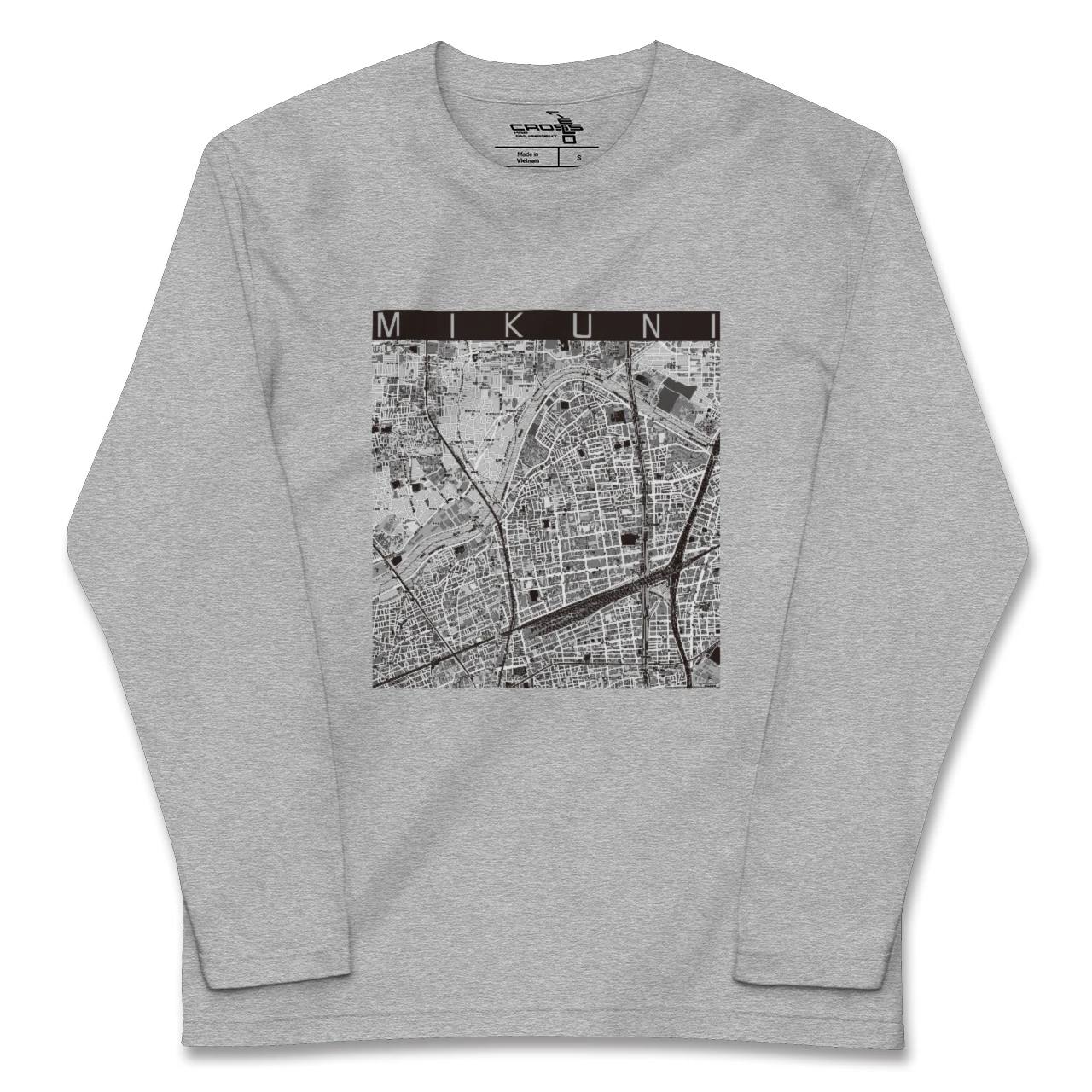 【三国(大阪府)(大阪府)】地図柄ロングスリーブTシャツ