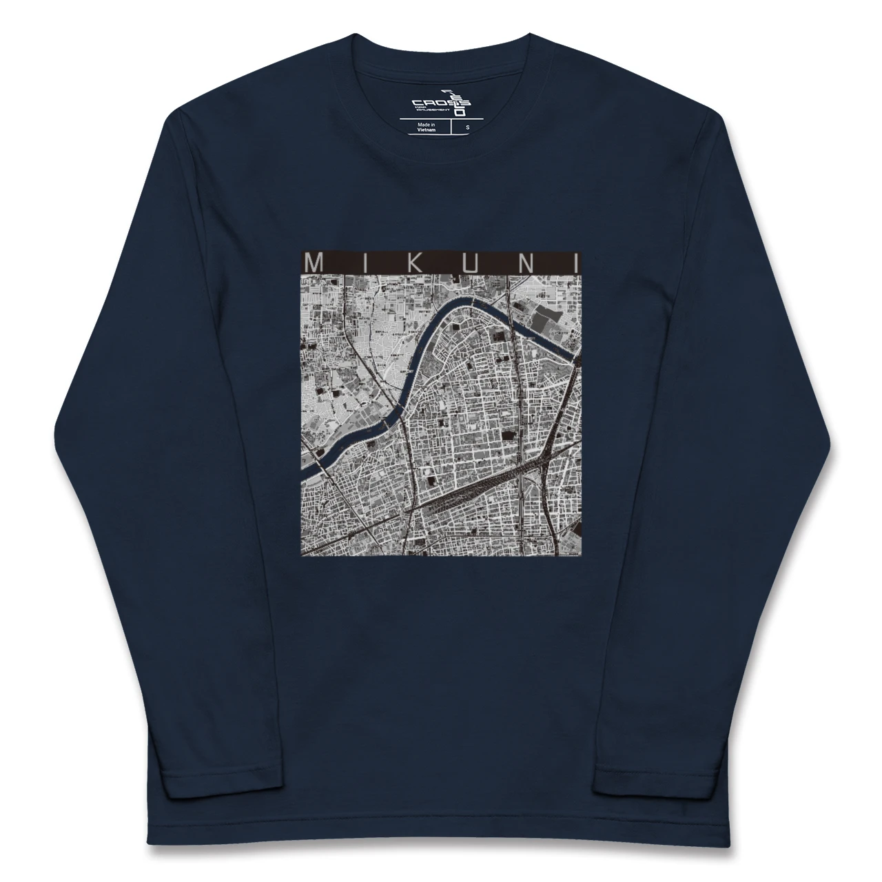 【三国(大阪府)(大阪府)】地図柄ロングスリーブTシャツ