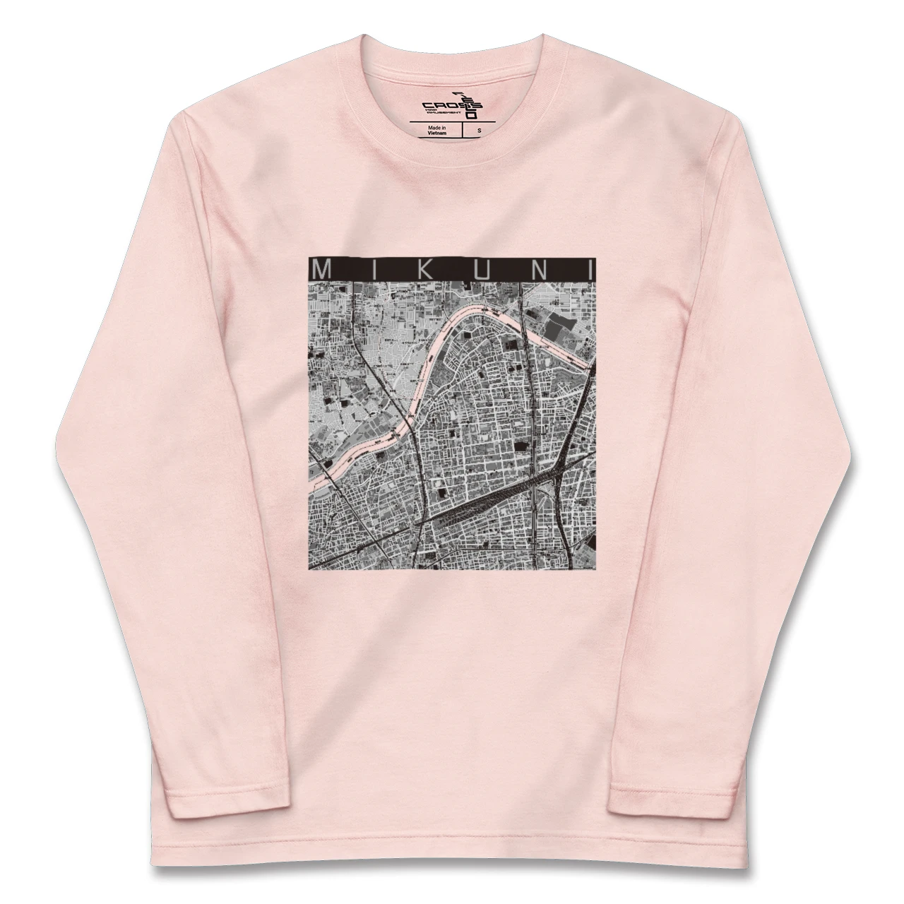 【三国(大阪府)(大阪府)】地図柄ロングスリーブTシャツ