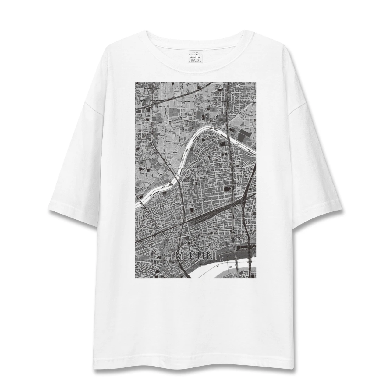 【三国(大阪府)(大阪府)】地図柄ビッグシルエットTシャツ