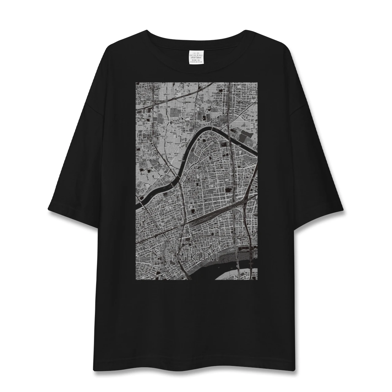 【三国(大阪府)(大阪府)】地図柄ビッグシルエットTシャツ