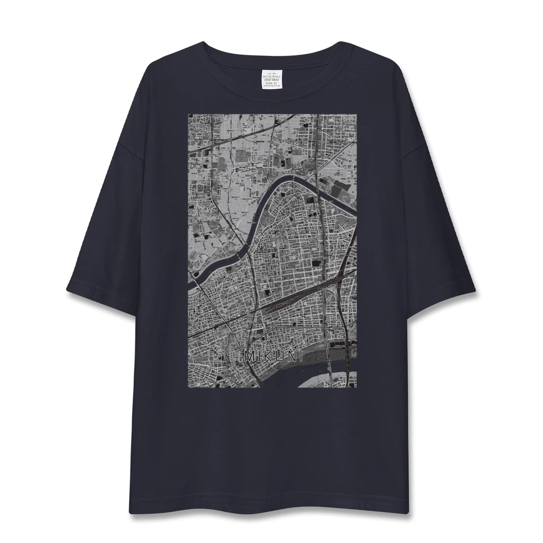 【三国(大阪府)(大阪府)】地図柄ビッグシルエットTシャツ