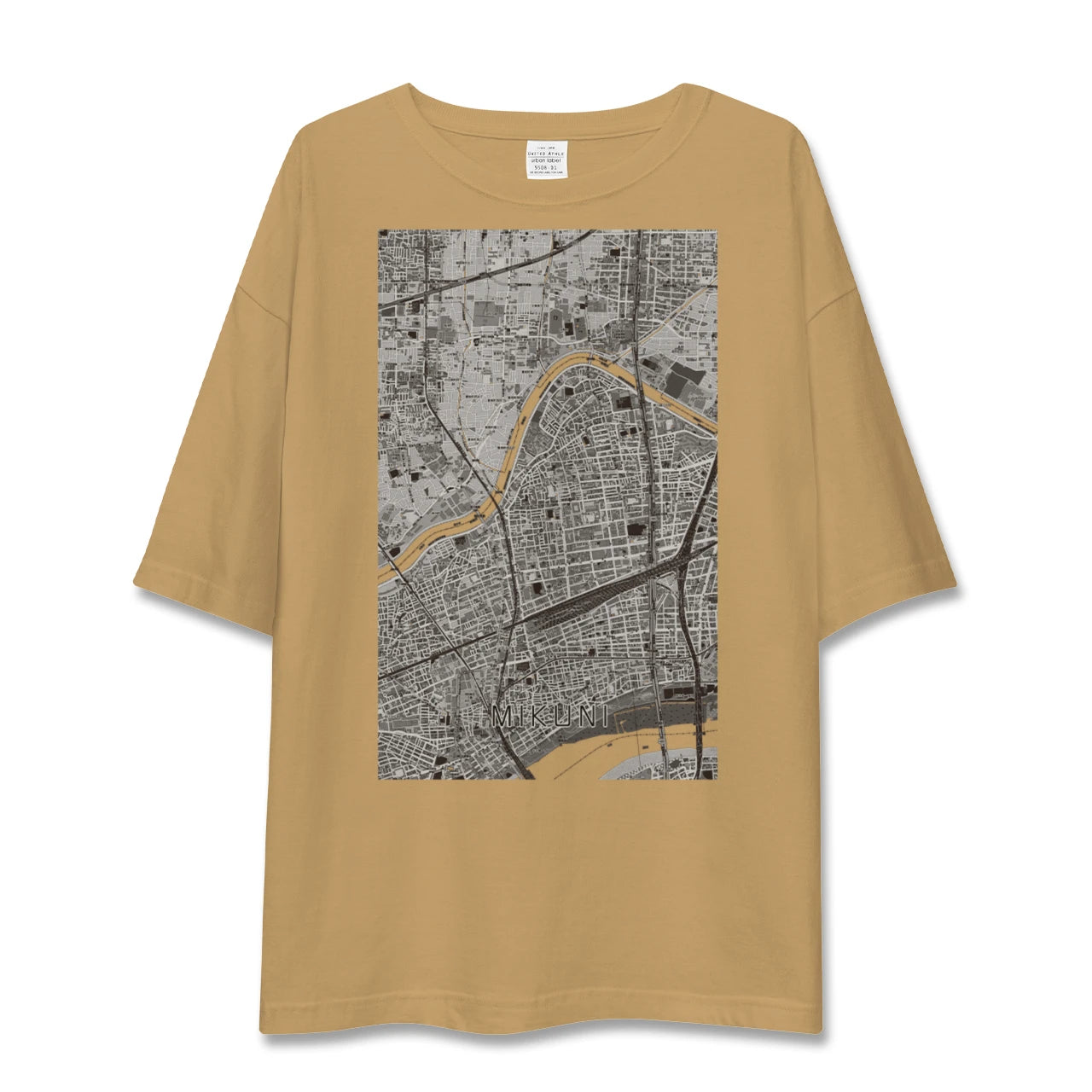 【三国(大阪府)(大阪府)】地図柄ビッグシルエットTシャツ