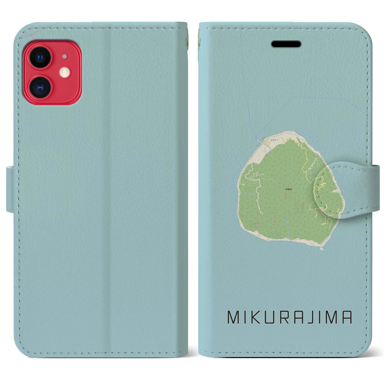 【御蔵島(東京都)】地図柄iPhoneケース(手帳タイプ)ナチュラル・iPhone 11 用