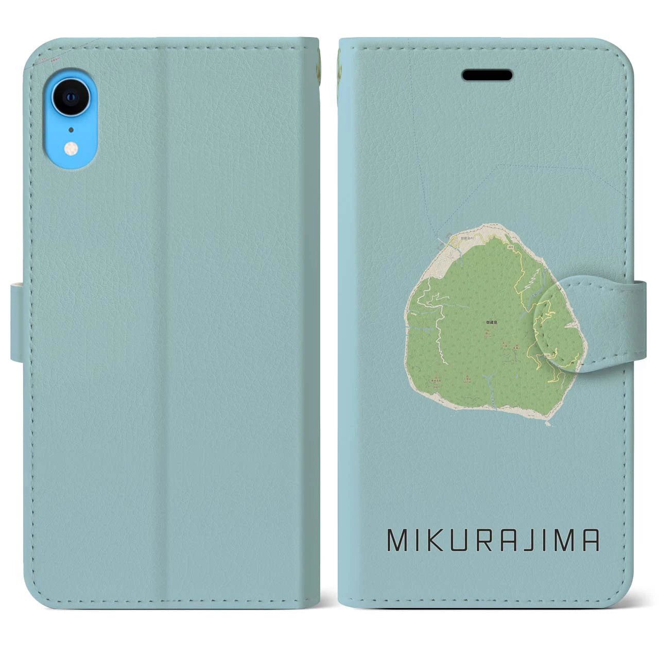 【御蔵島(東京都)】地図柄iPhoneケース(手帳タイプ)ナチュラル・iPhone XR 用