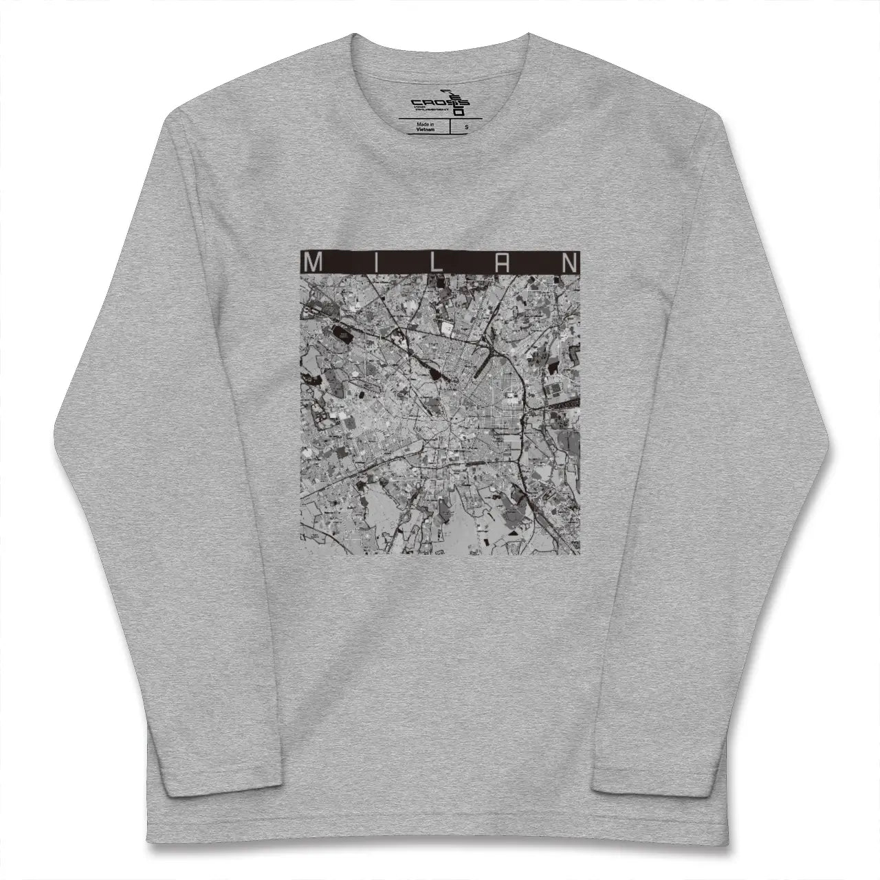 【ミラノ(イタリア)】地図柄ロングスリーブTシャツ