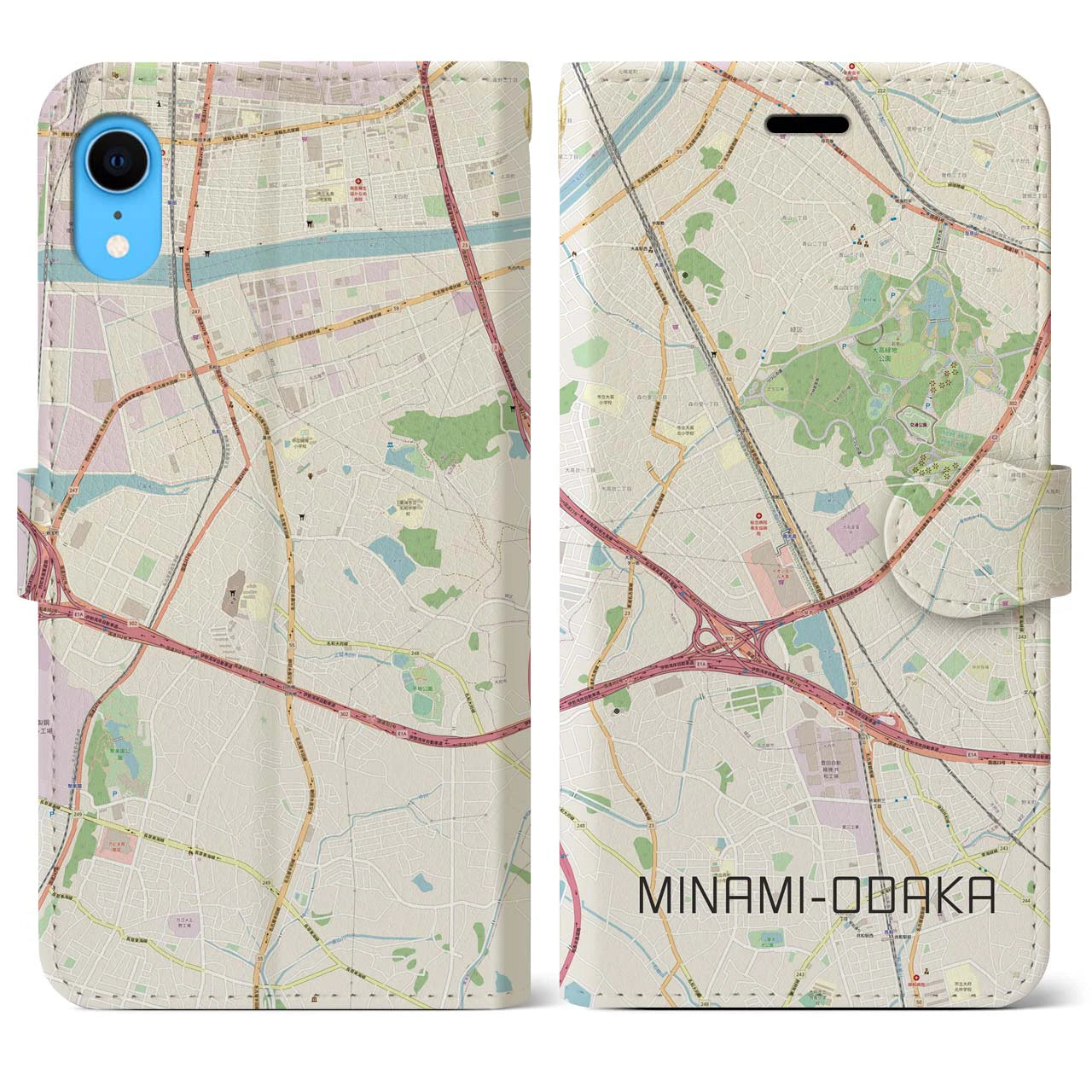 【南大高(愛知県)】地図柄iPhoneケース(手帳タイプ)ナチュラル・iPhone XR 用