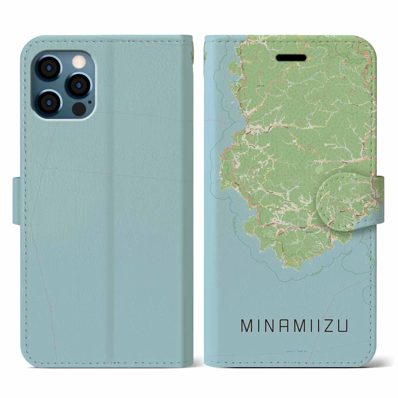 【南伊豆(静岡県)】地図柄iPhoneケース(手帳タイプ)ナチュラル・iPhone 12 / 12 Pro 用