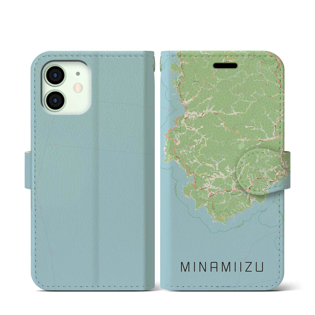 【南伊豆(静岡県)】地図柄iPhoneケース(手帳タイプ)ナチュラル・iPhone 12 mini 用