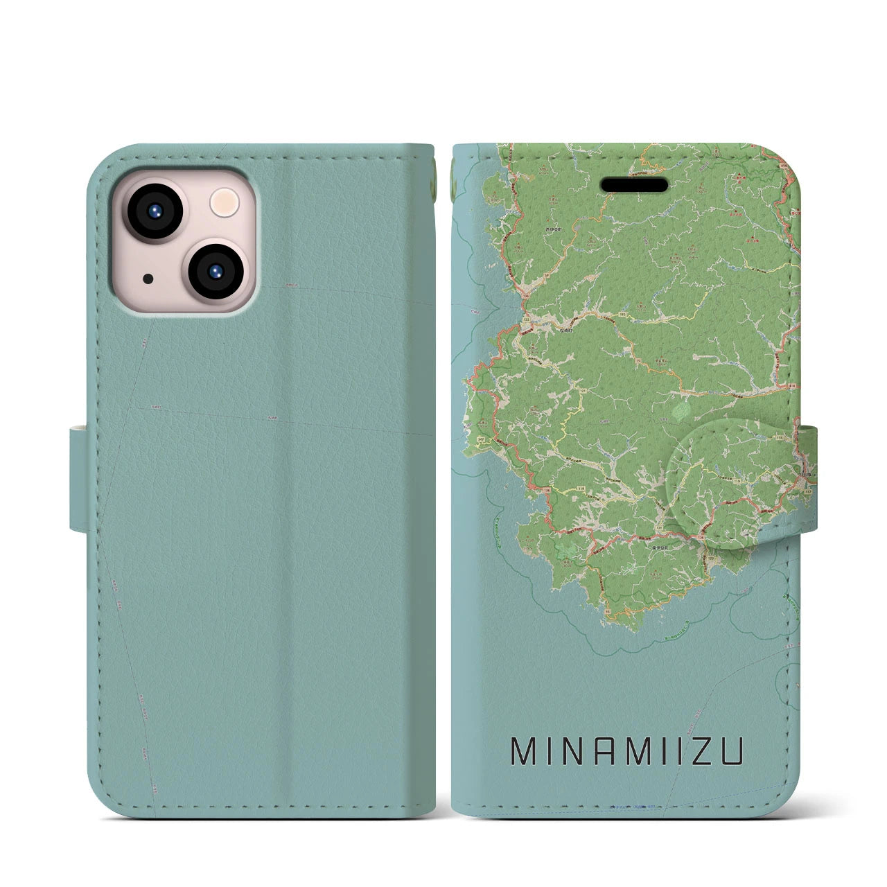 【南伊豆(静岡県)】地図柄iPhoneケース(手帳タイプ)ナチュラル・iPhone 13 mini 用